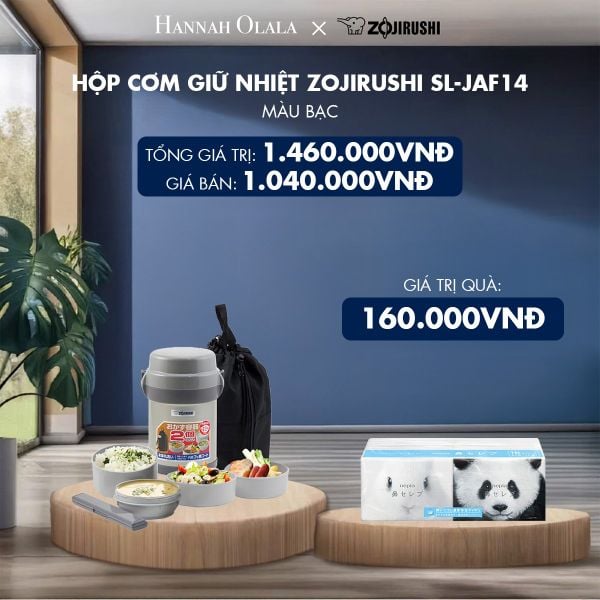  DEAL 1: Hộp cơm giữ nhiệt Zojirushi SL-JAF14 (Màu xám đậm/Màu bạc) 
