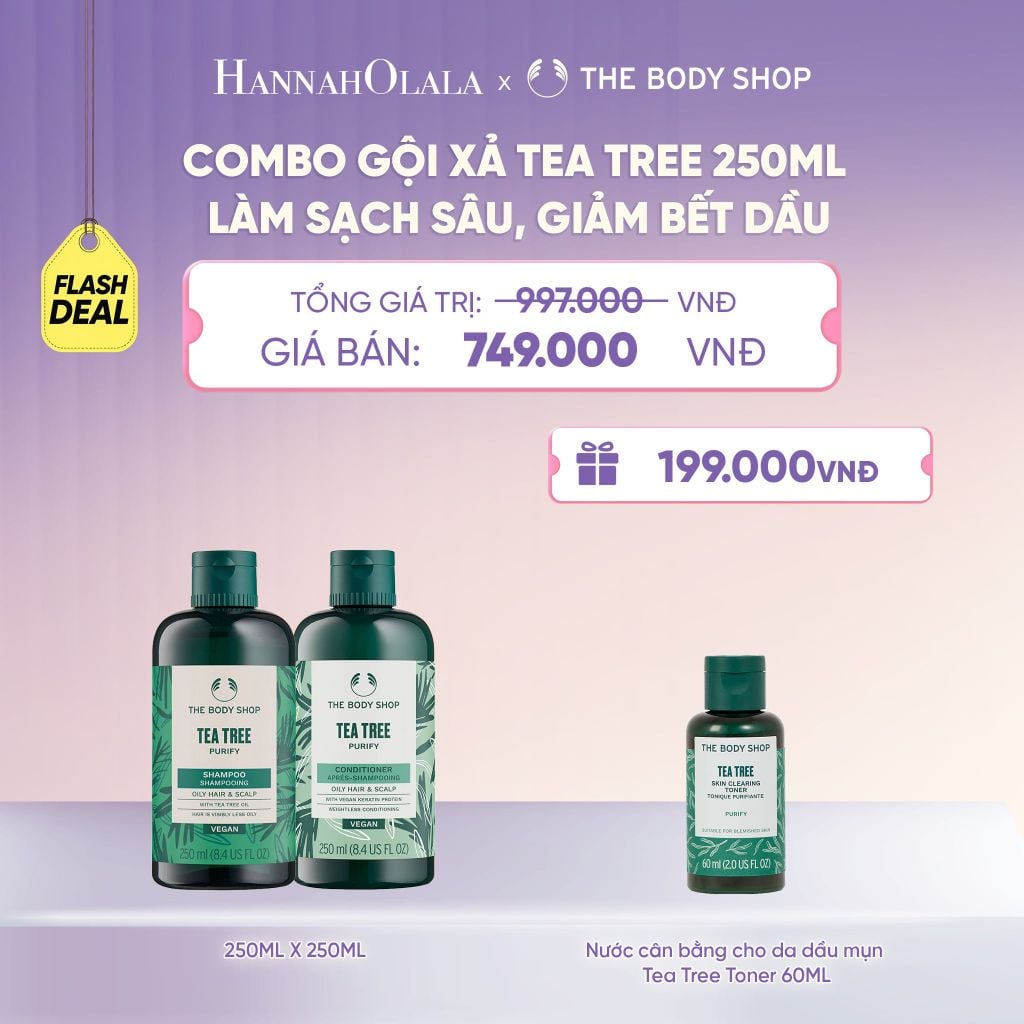  COMBO LÀM SẠCH SÂU GIẢM BẾT DẦU TRÀM TRÀ TEA TREE 250ML - DẦU GỘI X DẦU XẢ - H051 