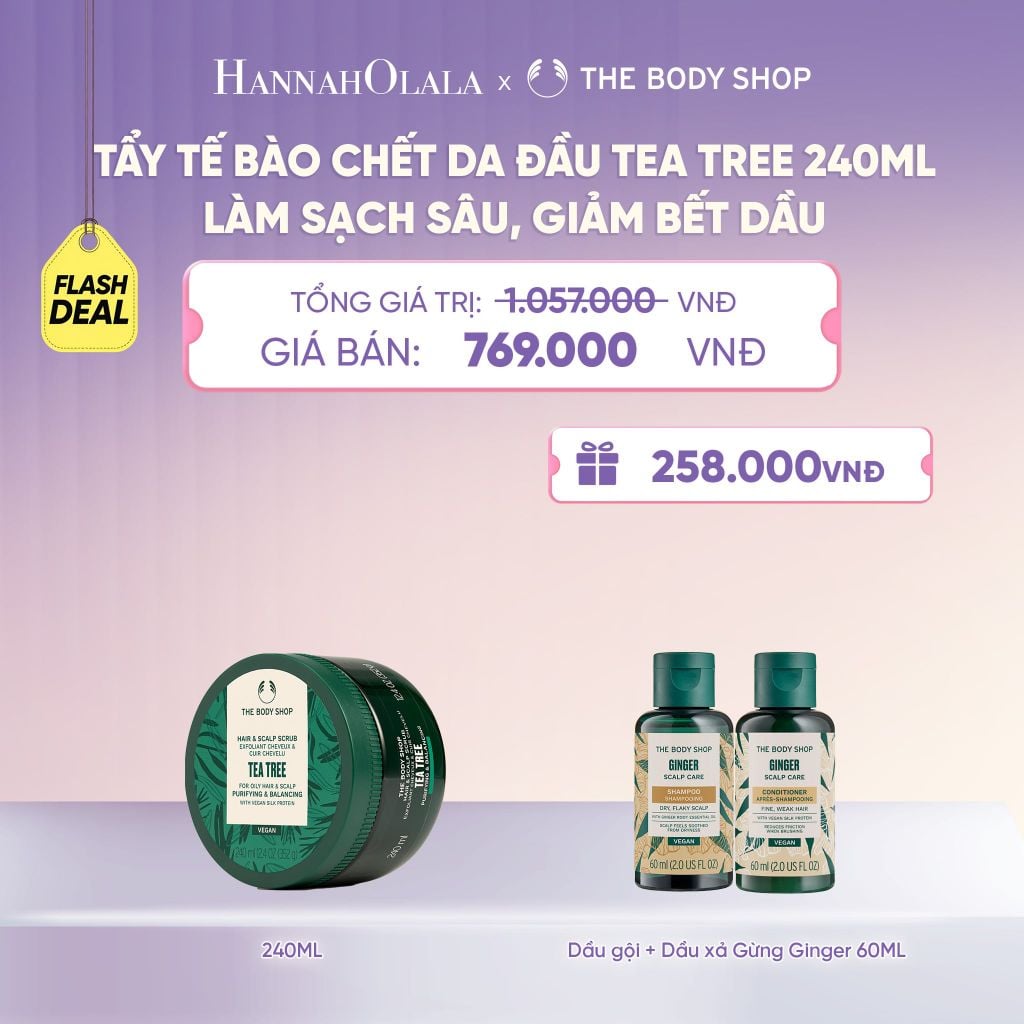  TẨY TẾ BÀO CHẾT LÀM SẠCH & CÂN BẰNG DA ĐẦU NHỜN TEA TREE HAIR SCRUB 240ML - H052 
