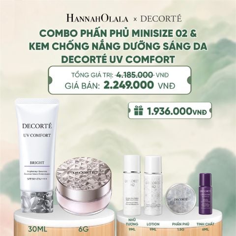  COMBO PHẤN PHỦ MINISIZE 02 - TÍM LILAC TRONG & KEM CHỐNG NẮNG DECORTÉ UV COMFORT 30ML - A48 