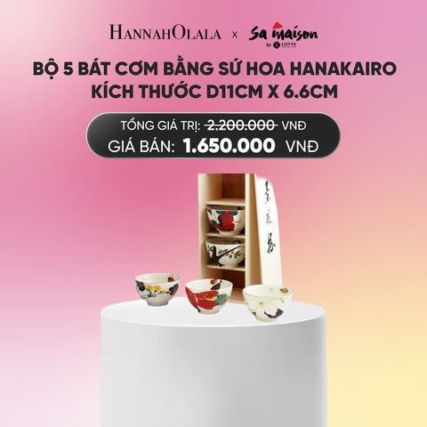  DEAL 10: BỘ 5 BÁT CƠM BẰNG SỨ HOA HANASUISAI, KÍCH THƯỚC D11CM X 6.6CM._A643 