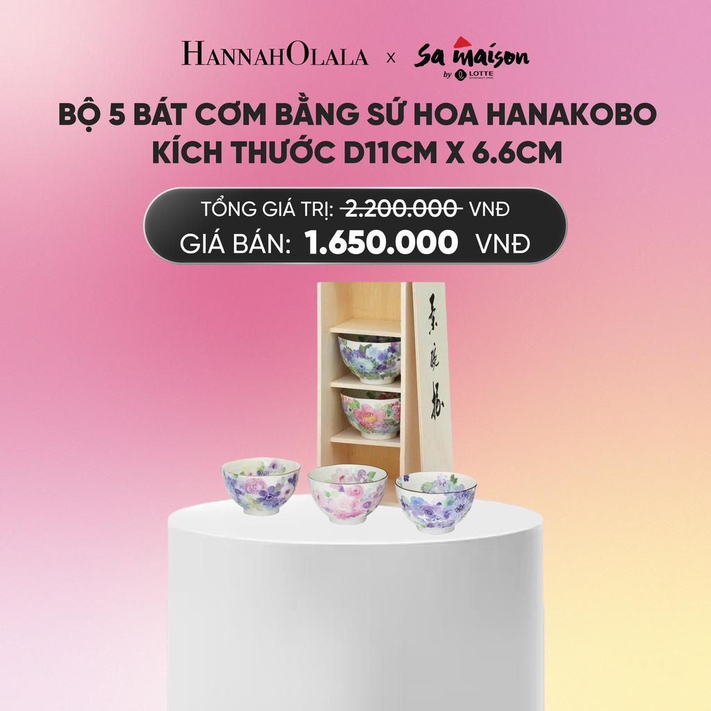 DEAL 10: BỘ 5 BÁT CƠM BẰNG SỨ HOA HANASUISAI, KÍCH THƯỚC D11CM X 6.6CM._A643 