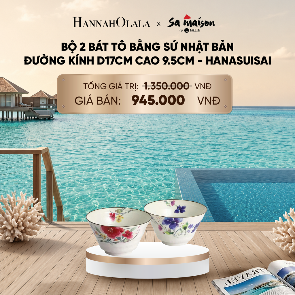  BỘ 2 BÁT TÔ BẰNG SỨ NHẬT BẢN ĐƯỜNG KÍNH D17CM CAO 9.5CM - DEAL 8_ D2048 