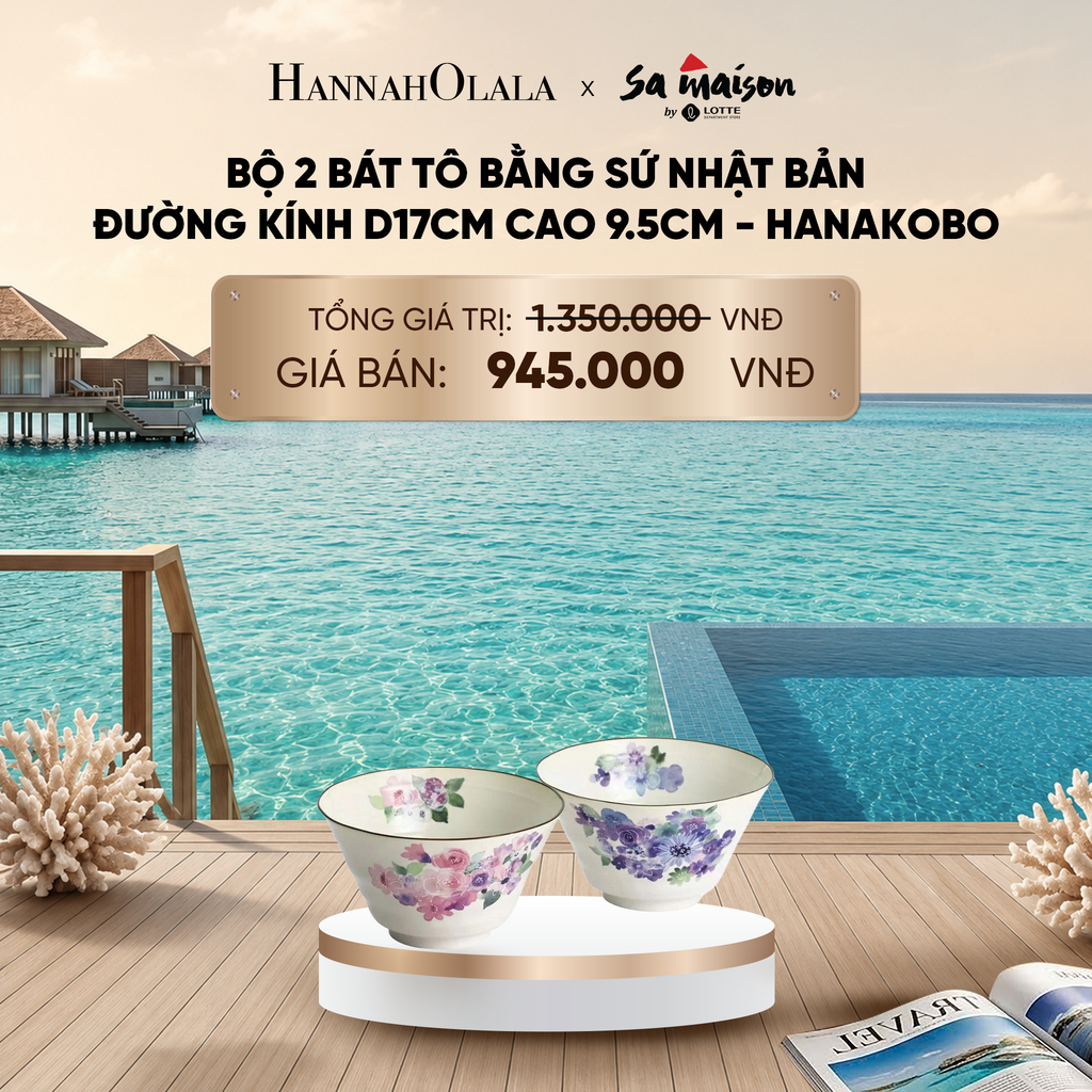  BỘ 2 BÁT TÔ BẰNG SỨ NHẬT BẢN ĐƯỜNG KÍNH D17CM CAO 9.5CM - DEAL 8_ D2048 