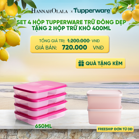  SET 4 HỘP TUPPERWARE TRỮ ĐÔNG DẸP TẶNG 2 HỘP TRỮ KHÔ - DEAL 4 - A2430 