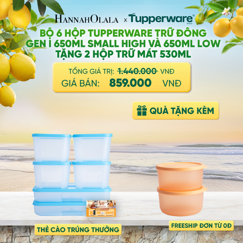  BỘ 6 HỘP ĐỰNG THỰC PHẨM TUPPERWARE TRỮ ĐÔNG GEN I 650ML SMALL HIGH VÀ 650ML LOW TẶNG 2 HỘP TRỮ MÁT - DEAL 56 - A2441 