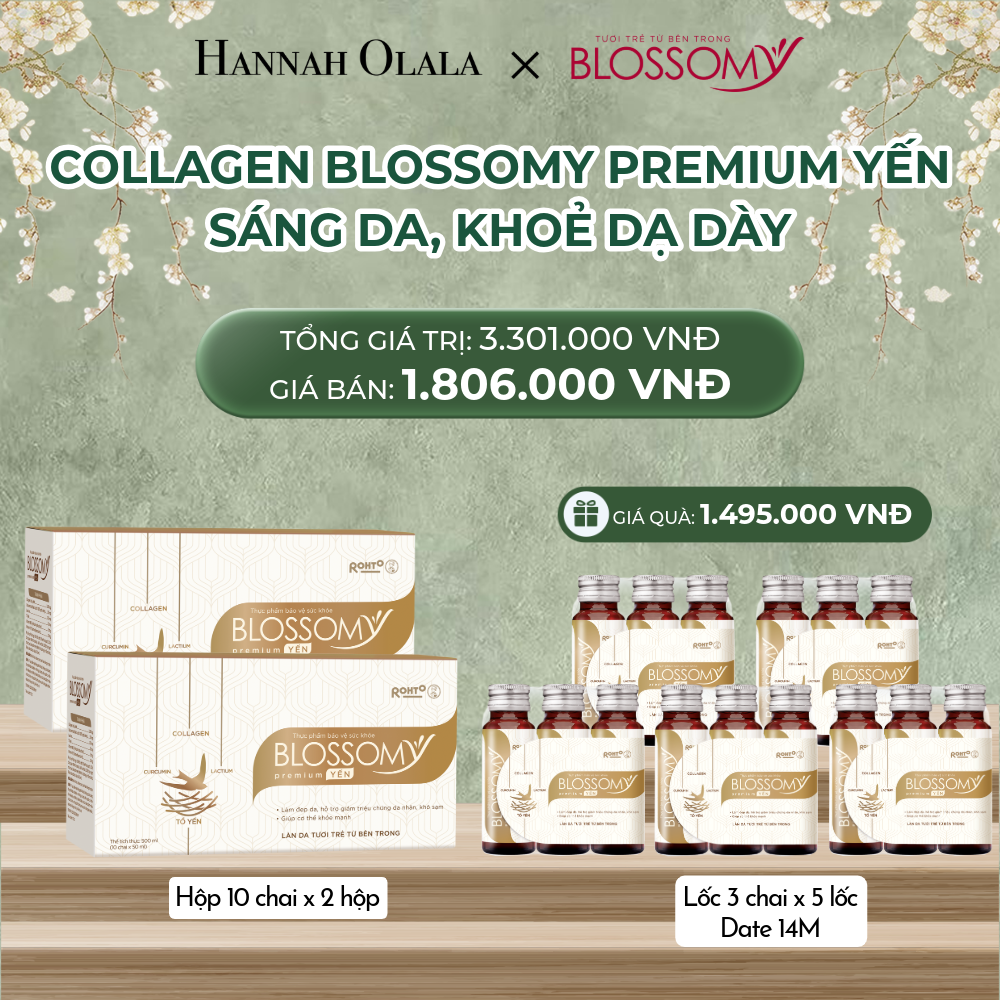  DEAL 2: MUA 2 HỘP 10 THỰC PHẨM BẢO VỆ SỨC KHỎE BLOSSOMY PREMIUM TỔ YẾN (MÀU VÀNG) TẶNG 5 LỐC 3 THỰC PHẨM BẢO VỆ SỨC KHỎE BLOSSOMY PREMIUM TỔ YẾN (MÀU VÀNG -LỐC 3 DATE 14 THÁNG) (HỘP 10 CHAI X 2 HỘP & LỐC 3 CHAI X 5 LỐC) 