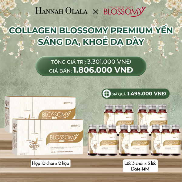  D1974_DEAL 2: MUA 2 HỘP 10 THỰC PHẨM BẢO VỆ SỨC KHỎE BLOSSOMY PREMIUM TỔ YẾN (MÀU VÀNG) TẶNG 5 LỐC 3 THỰC PHẨM BẢO VỆ SỨC KHỎE BLOSSOMY PREMIUM TỔ YẾN (MÀU VÀNG -LỐC 3 DATE 14 THÁNG) (HỘP 10 CHAI X 2 HỘP & LỐC 3 CHAI X 5 LỐC) 