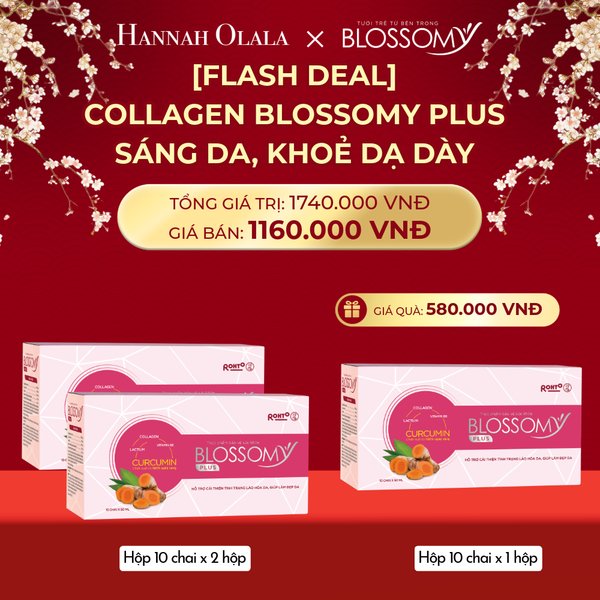  DEAL 1: FLASH DEAL: MUA 2 HỘP 10 TẶNG 1 HỘP 10 THỰC PHẨM BẢO VỆ SỨC KHỎE BLOSSOMY PLUS - 1.000 MG COLLAGEN THỦY PHÂN (HỘP 10 CHAI X 3 HỘP) 