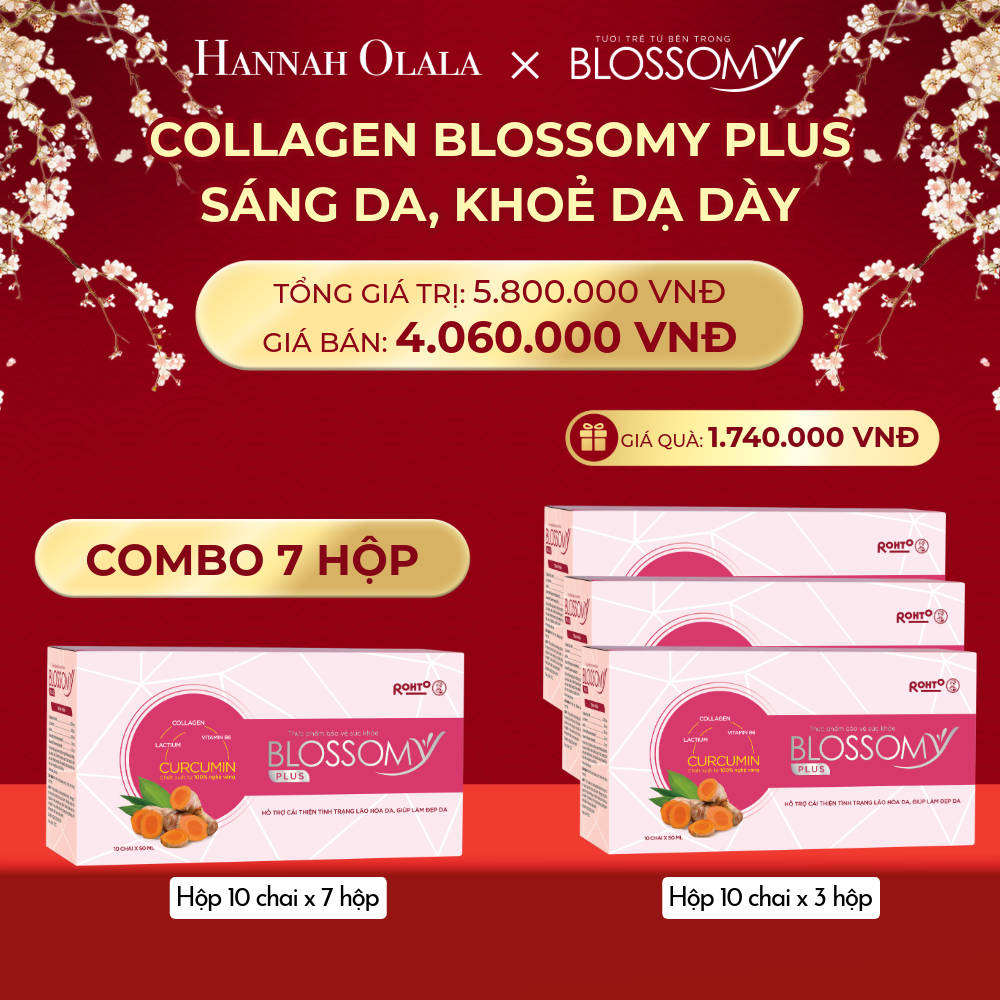 DEAL 8: MUA 7 HỘP 10 TẶNG 3 HỘP 10 THỰC PHẨM BẢO VỆ SỨC KHỎE BLOSSOMY PLUS (MÀU HỒNG) (HỘP 10 CHAI X 10 HỘP) 