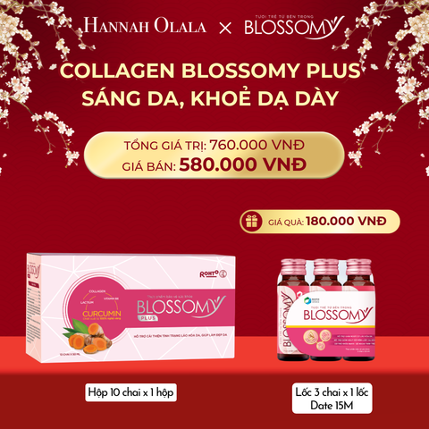  DEAL 2: MUA 1 HỘP 10 THỰC PHẨM BẢO VỆ SỨC KHỎE BLOSSOMY PLUS - 1.000 MG COLLAGEN THỦY PHÂN TẶNG 1 LỐC 3 THỰC PHẨM BẢO VỆ SỨC KHỎE BLOSSOMY - 50 MG COLLAGEN THỦY PHÂN (HỘP 10 CHAI X 1 HỘP & LỐC 3 CHAI DATE 15 THÁNGX 1 LỐC) 