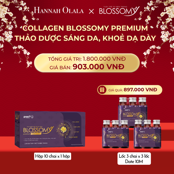  DEAL 4: MUA 1 HỘP 10 THỰC PHẨM BẢO VỆ SỨC KHỎE BLOSSOMY PREMIUM THẢO DƯỢC TẶNG 3 LỐC 3 THỰC PHẨM BẢO VỆ SỨC KHỎE BLOSSOMY PREMIUM THẢO DƯỢC (LỐC 3 DATE 10 THÁNG) (HỘP 10 CHAI X 1 HỘP & LỐC 3 CHAI X 3 LỐC) 