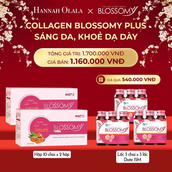  DEAL 5: MUA 2 HỘP 10 THỰC PHẨM BẢO VỆ SỨC KHỎE BLOSSOMY PLUS - 1.000 MG COLLAGEN THỦY PHÂN TẶNG 3 LỐC 3 THỰC PHẨM BẢO VỆ SỨC KHỎE BLOSSOMY - 50 MG COLLAGEN THỦY PHÂN (LỐC 3 DATE 15 THÁNG) (HỘP 10 CHAI X 2 HỘP & LỐC 3 CHAI X 3 LỐC) 