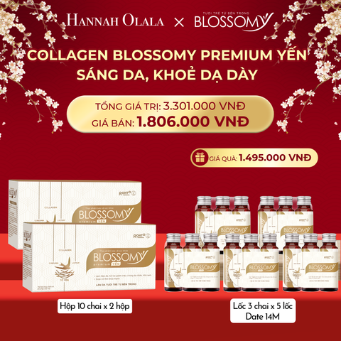 DEAL 6: MUA 2 HỘP 10 THỰC PHẨM BẢO VỆ SỨC KHỎE BLOSSOMY PREMIUM TỔ YẾN (MÀU VÀNG) TẶNG 5 LỐC 3 THỰC PHẨM BẢO VỆ SỨC KHỎE BLOSSOMY PREMIUM TỔ YẾN (MÀU VÀNG -LỐC 3 DATE 14 THÁNG) (HỘP 10 CHAI X 2 HỘP & LỐC 3 CHAI X 5 LỐC) 