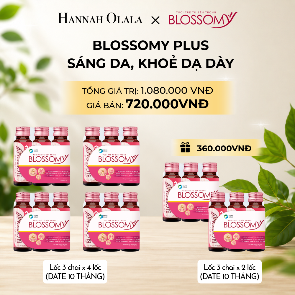  MUA 4 LỐC 3 TẶNG 2 LỐC 3 THỰC PHẨM BẢO VỆ SỨC KHỎE BLOSSOMY PLUS - 1.000 MG COLLAGEN THỦY PHÂN (DATE 10 THÁNG) ( LỐC 3 CHAI X 6 LỐC) 
