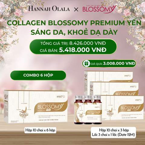 E476_DEAL 9: MUA 6 HỘP 10 - TẶNG 3 HỘP 10 VÀ 1 LỐC 3 THỰC PHẨM BẢO VỆ SỨC KHỎE BLOSSOMY PREMIUM TỔ YẾN (MÀU VÀNG) (HỘP 10 CHAI X 9 HỘP VÀ 1 LỐC 3) 