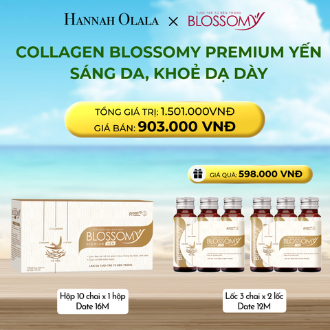  MUA 1 HỘP 10 THỰC PHẨM BẢO VỆ SỨC KHỎE BLOSSOMY PREMIUM TỔ YẾN (MÀU VÀNG) (DATE 16THÁNG) - TẶNG 2 LỐC 3 THỰC PHẨM BẢO VỆ SỨC KHỎE BLOSSOMY PREMIUM TỔ YẾN (MÀU VÀNG -LỐC 3 DATE 12 THÁNG) (HỘP 10 CHAI X 1 HỘP & LỐC 3 CHAI X 2 LỐC) 