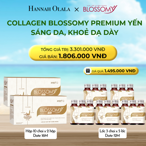 MUA 2 HỘP 10 THỰC PHẨM BẢO VỆ SỨC KHỎE BLOSSOMY PREMIUM TỔ YẾN (MÀU VÀNG)  (DATE 16THÁNG) - TẶNG 5 LỐC 3 THỰC PHẨM BẢO VỆ SỨC KHỎE BLOSSOMY PREMIUM TỔ YẾN (MÀU VÀNG -LỐC 3 DATE 12 THÁNG) (HỘP 10 CHAI X 2 HỘP & LỐC 3 CHAI X 5 LỐC) 