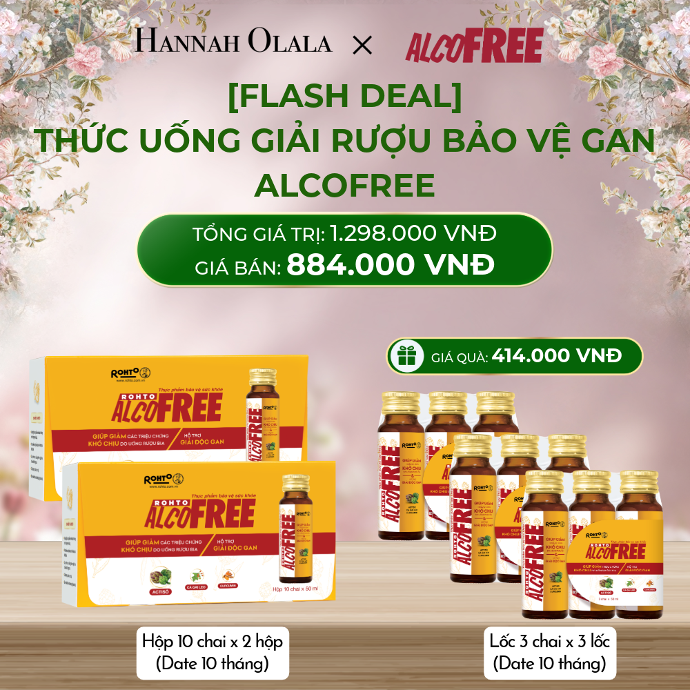  DEAL 10: MUA 2 HỘP 10 - TẶNG 3 LỐC 3 THỰC PHẨM CHỨC NĂNG MÁT GAN GIẢI RƯỢU PHỤC HỒI SỨC KHỎE ALCOFREE (HỘP 10 CHAI X 2 HỘP VÀ LỐC 3 CHAI X 3 LỐC) (DATE 10 THÁNG) 