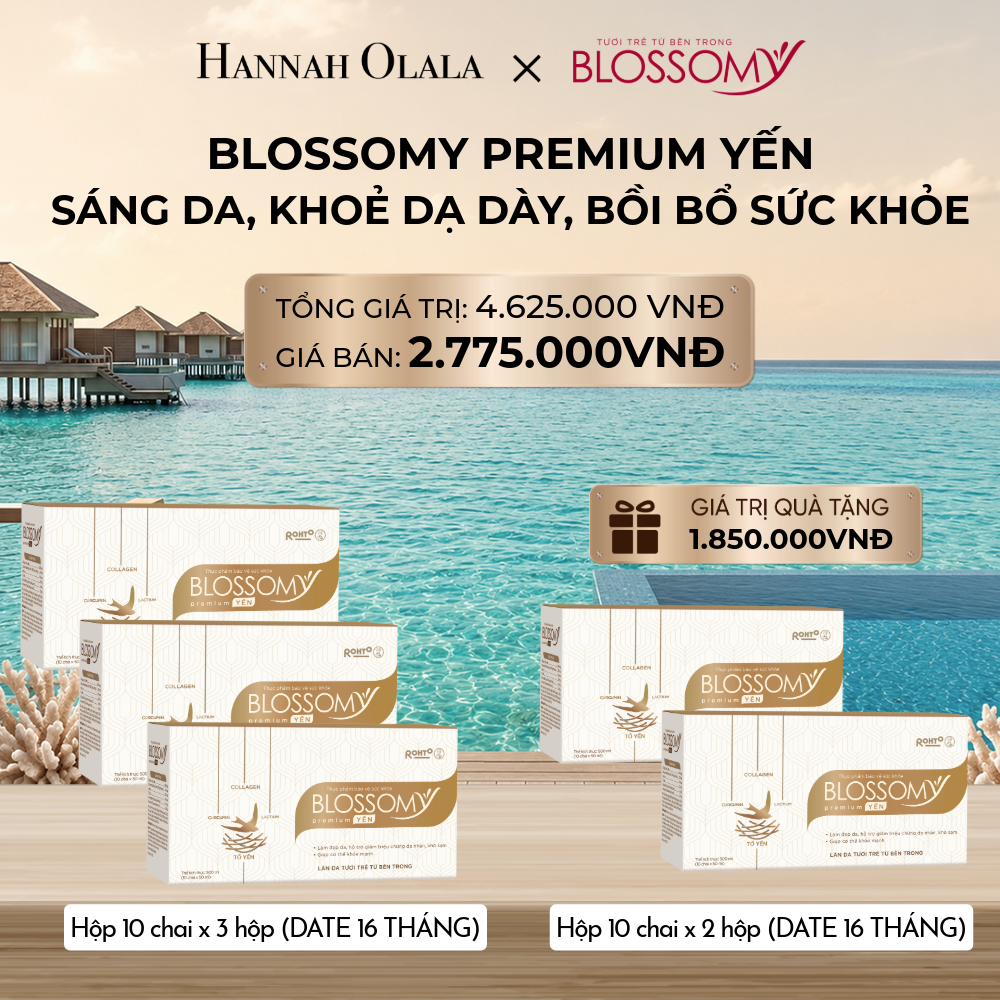  MUA 3 HỘP 10 - TẶNG 2 HỘP 10 THỰC PHẨM BẢO VỆ SỨC KHỎE BLOSSOMY PREMIUM TỔ YẾN (MÀU VÀNG) (DATE 16 THÁNG) (HỘP 10 CHAI X 5 HỘP)_ D2166 