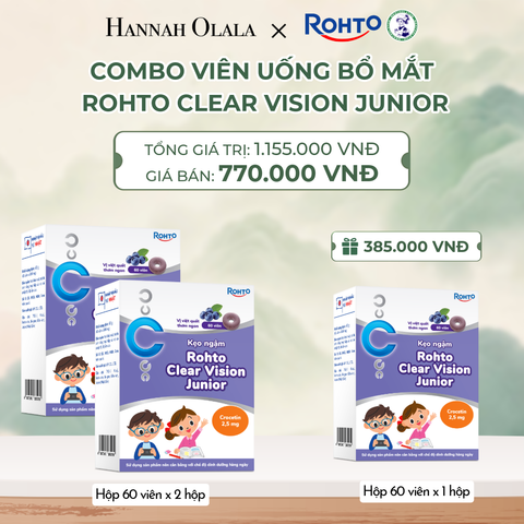 MUA 02 HỘP KẸO NGẬM ROHTO CLEAR VISION JUNIOR TẶNG 01 HỘP KẸO NGẬM ROHTO CLEAR VISION JUNIOR TRỊ GIÁ 385.000 VNĐ - A1037 