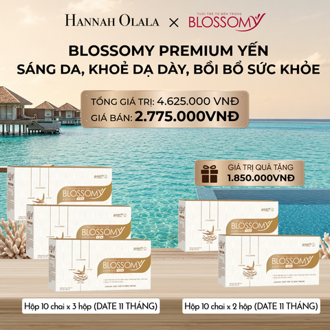  MUA 3 HỘP 10 - TẶNG 2 HỘP 10 THỰC PHẨM BẢO VỆ SỨC KHỎE BLOSSOMY PREMIUM TỔ YẾN (MÀU VÀNG) (DATE 11 THÁNG) (HỘP 10 CHAI X 5 HỘP) 