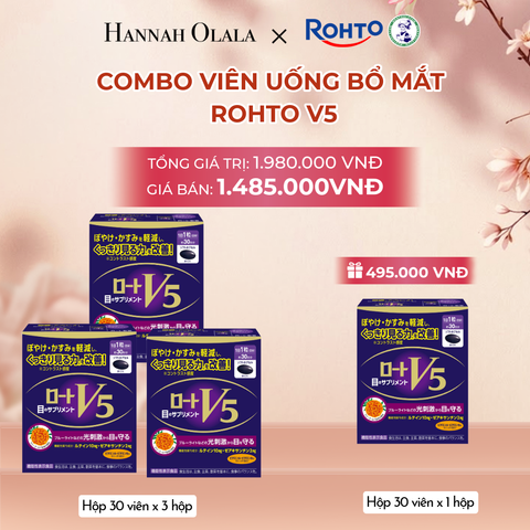  MUA COMBO 3 HỘP THỰC PHẨM BẢO VỆ SỨC KHỎE ROHTO V5 (VIÊN UỐNG HỖ TRỢ CẢI THIỆN THỊ LỰC ROHTO V5) - TẶNG 1 HỘP THỰC PHẨM BẢO VỆ SỨC KHỎE ROHTO V5 - DEAL 3 - A1748 