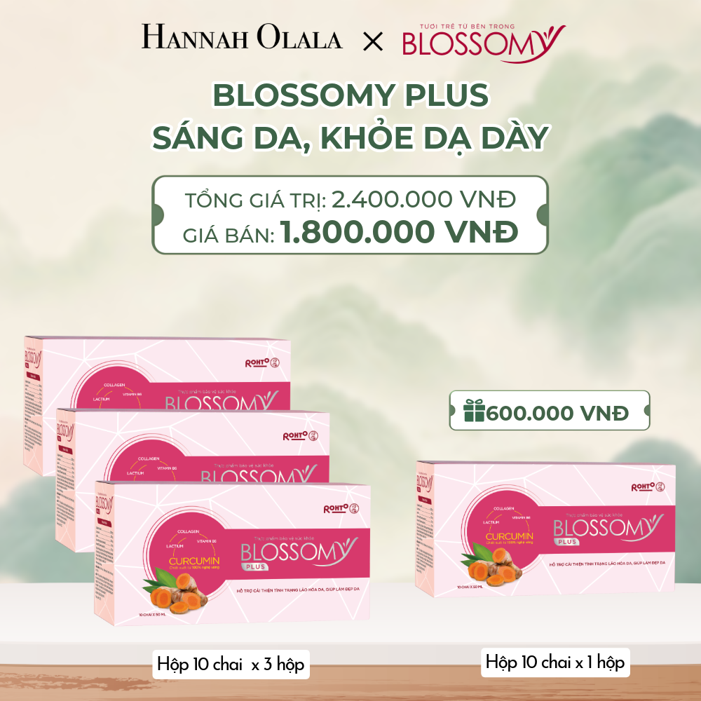  MUA 3 HỘP 10 TẶNG 1 HỘP 10 THỰC PHẨM BẢO VỆ SỨC KHỎE BLOSSOMY PLUS (MÀU HỒNG) (HỘP 10 CHAI X 4 HỘP) - A1038 