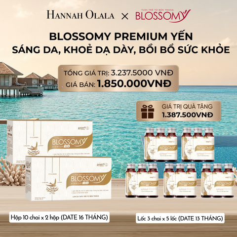  MUA 2 HỘP 10 TẶNG 5 LỐC 3 THỰC PHẨM BẢO VỆ SỨC KHỎE BLOSSOMY PREMIUM TỔ YẾN (MÀU VÀNG) (HỘP 10 DATE 16 THÁNG, LỐC 3 DATE 13 THÁNG) (HỘP 10 CHAI X 2 HỘP & LỐC 3 CHAI X 5 LỐC)_ D2167 