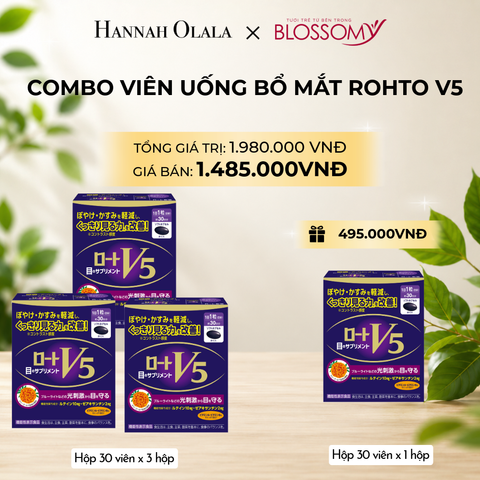  MUA COMBO 3 HỘP THỰC PHẨM BẢO VỆ SỨC KHỎE ROHTO V5 (VIÊN UỐNG HỖ TRỢ CẢI THIỆN THỊ LỰC ROHTO V5) - TẶNG 1 HỘP HỘP THỰC PHẨM BẢO VỆ SỨC KHỎE ROHTO V5 - DEAL 3 