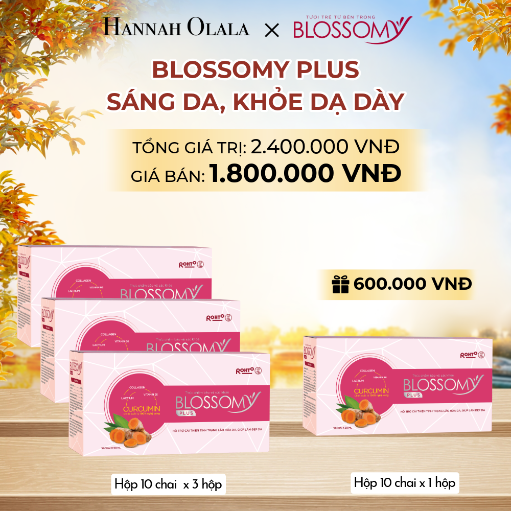  MUA 3 HỘP 10 TẶNG 1 HỘP 10 THỰC PHẨM BẢO VỆ SỨC KHỎE BLOSSOMY PLUS (MÀU HỒNG) (HỘP 10 CHAI X 4 HỘP) - E865 