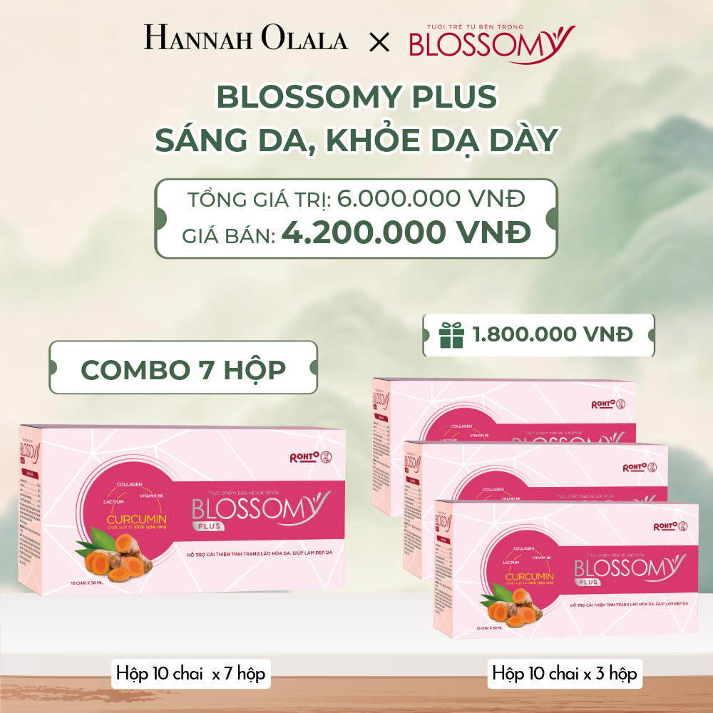  MUA 7 HỘP 10 TẶNG 3 HỘP 10 THỰC PHẨM BẢO VỆ SỨC KHỎE BLOSSOMY PLUS (MÀU HỒNG) (HỘP 10 CHAI X 10 HỘP) - A1039 