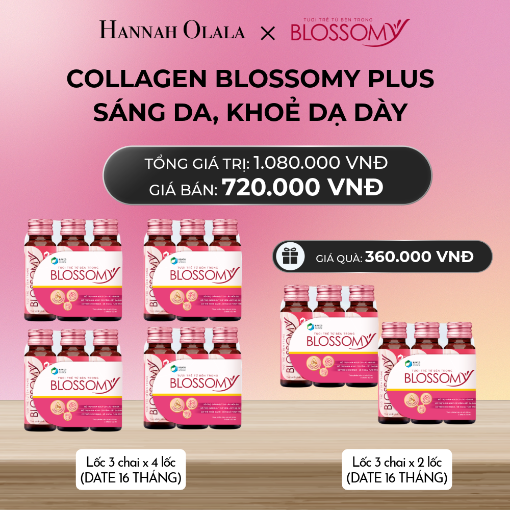  MUA 4 LỐC 3 TẶNG 2 LỐC 3 THỰC PHẨM BẢO VỆ SỨC KHỎE BLOSSOMY PLUS - 1.000 MG COLLAGEN THỦY PHÂN (DATE 14 THÁNG) ( LỐC 3 CHAI X 6 LỐC)_A2065 