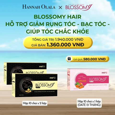  DEAL 10: MUA 2 HỘP 10 THỰC PHẨM BẢO VỆ SỨC KHỎE BLOSSOMY HAIR (MÀU ĐEN) - TẶNG 1 HỘP 10 THỰC PHẨM BẢO VỆ SỨC KHỎE BLOSSOMY PLUS (MÀU HỒNG) 