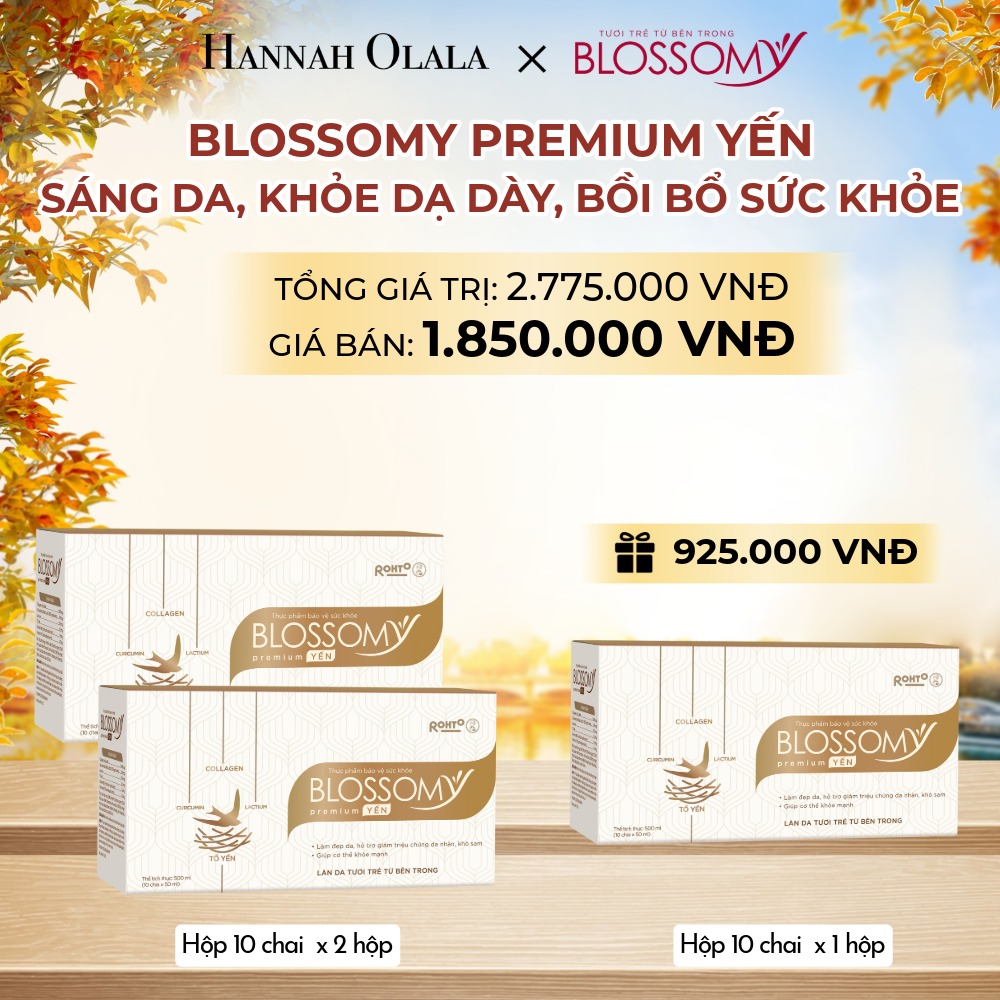 MUA 2 HỘP 10 THỰC PHẨM BẢO VỆ SỨC KHỎE BLOSSOMY PREMIUM TỔ YẾN (MÀU VÀNG) - TẶNG 1 HỘP 10 THỰC PHẨM BẢO VỆ SỨC KHỎE BLOSSOMY PREMIUM TỔ YẾN (HỘP 10 CHAI X 3 HỘP) - E866 