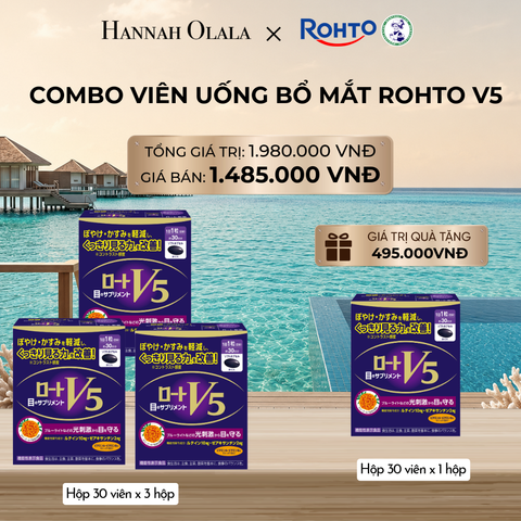  MUA COMBO 3 HỘP THỰC PHẨM BẢO VỆ SỨC KHỎE ROHTO V5 (VIÊN UỐNG HỖ TRỢ CẢI THIỆN THỊ LỰC ROHTO V5) - TẶNG 1 HỘP HỘP THỰC PHẨM BẢO VỆ SỨC KHỎE ROHTO V5 - DEAL 3_ D2168 