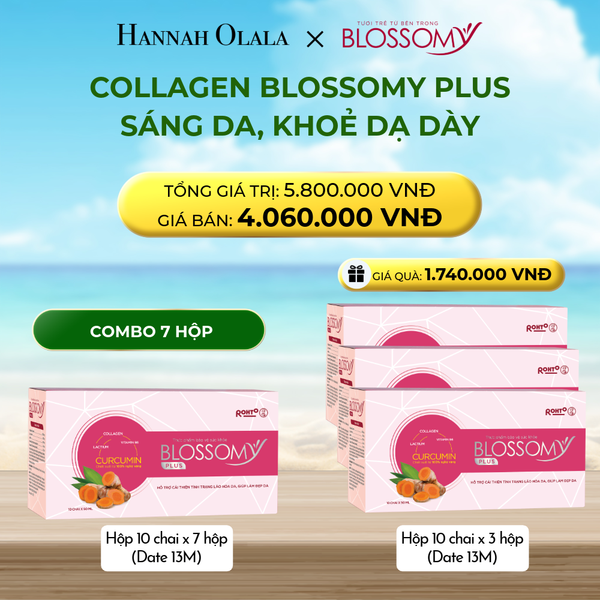  MUA 7 HỘP 10 - TẶNG 3 HỘP 10 THỰC PHẨM BẢO VỆ SỨC KHỎE BLOSSOMY PLUS (MÀU HỒNG) (HỘP 10 CHAI X 10 HỘP) (DATE 13 THÁNG) 