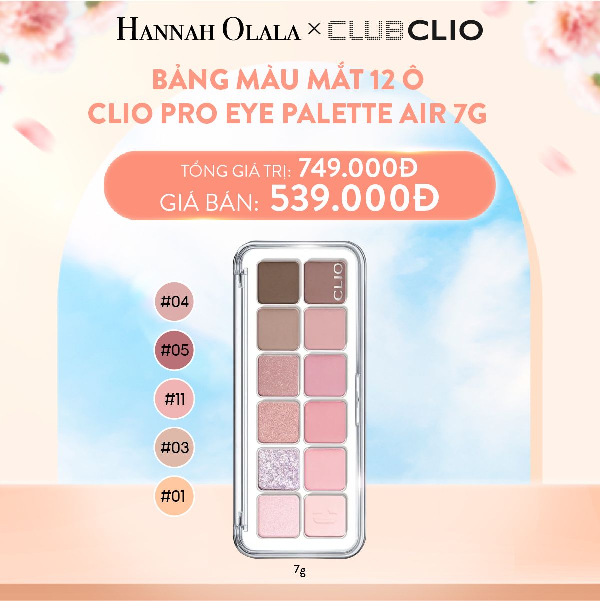  A177_DEAL 1: BẢNG MÀU MẮT 12Ô CLIO PRO EYE PALETTE AIR 7G 