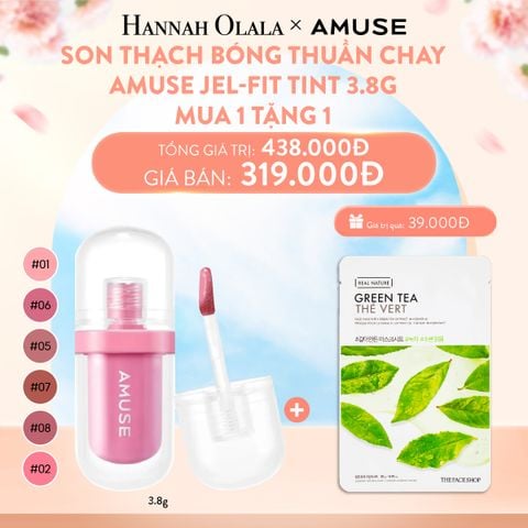  A20_DEAL 3: SON THẠCH BÓNG THUẦN CHAY AMUSE JEL-FIT TINT 3.8G 