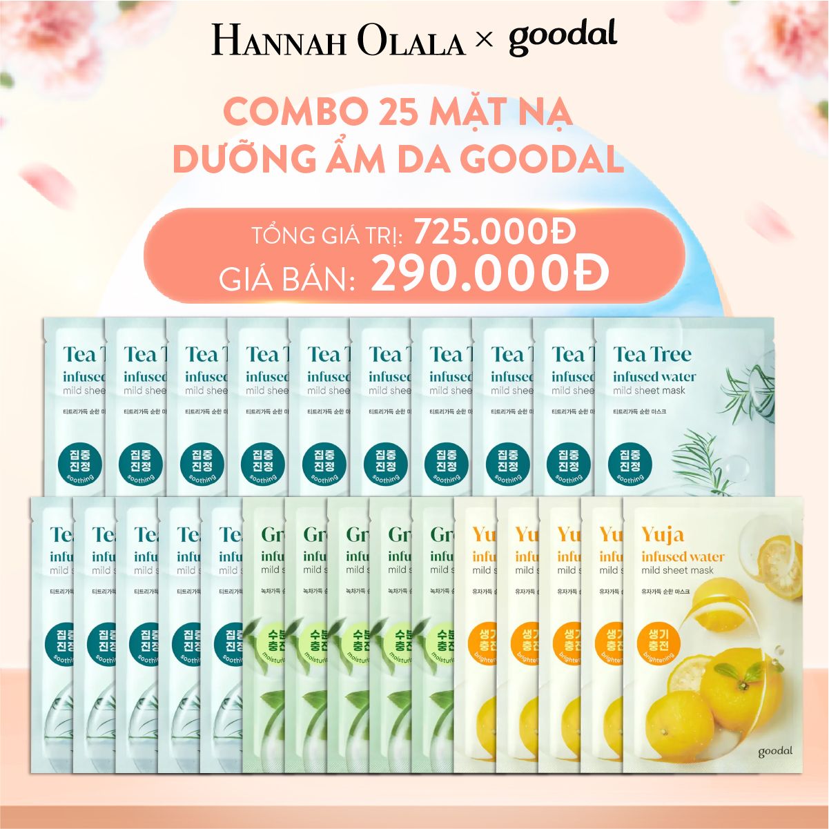  A334_DEAL 2: COMBO 25 MẶT NẠ DƯỠNG ẨM DA GOODAL 