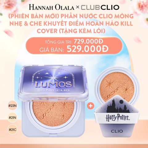  A182_DEAL 2: (PHIÊN BẢN HARRY POTTER) PHẤN NƯỚC CLIO MỎNG NHẸ & CHE KHUYẾT ĐIỂM HOÀN HẢO KILL COVER (TẶNG KÈM LÕI) 