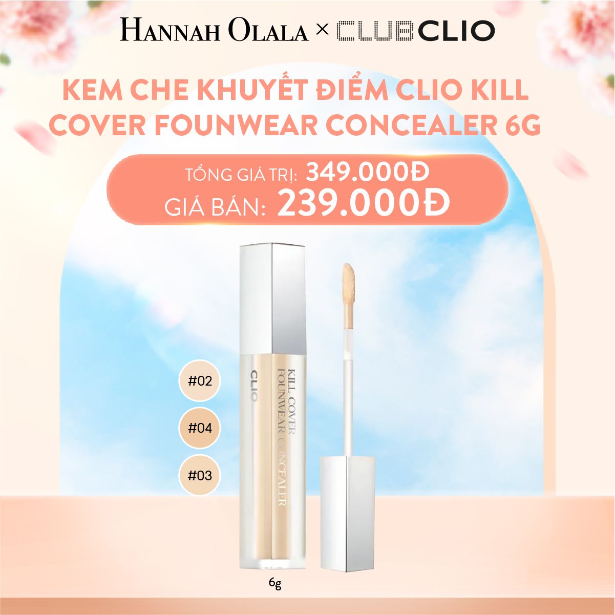  DEAL 6: KEM CHE KHUYẾT ĐIỂM CLIO KILL COVER FOUNWEAR CONCEALER 6G 