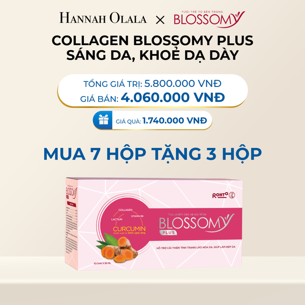  DEAL 5: MUA 7 HỘP 10 TẶNG 3 HỘP 10 THỰC PHẨM BẢO VỆ SỨC KHỎE BLOSSOMY PLUS (MÀU HỒNG) (HỘP 10 CHAI X 10 HỘP) 