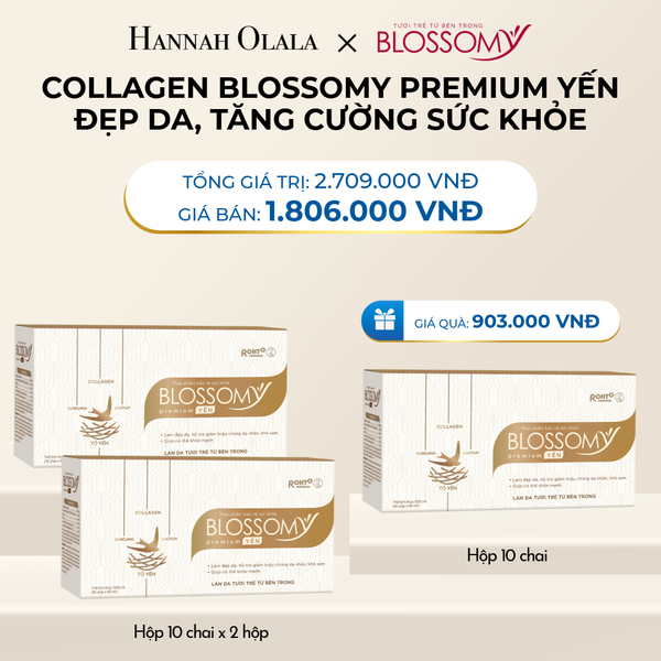 DEAL 3: MUA 2 HỘP 10 TẶNG 1 HỘP 10 THỰC PHẨM BẢO VỆ SỨC KHỎE BLOSSOMY PREMIUM TỔ YẾN (MÀU VÀNG) (HỘP 10 CHAI X 3 HỘP) 