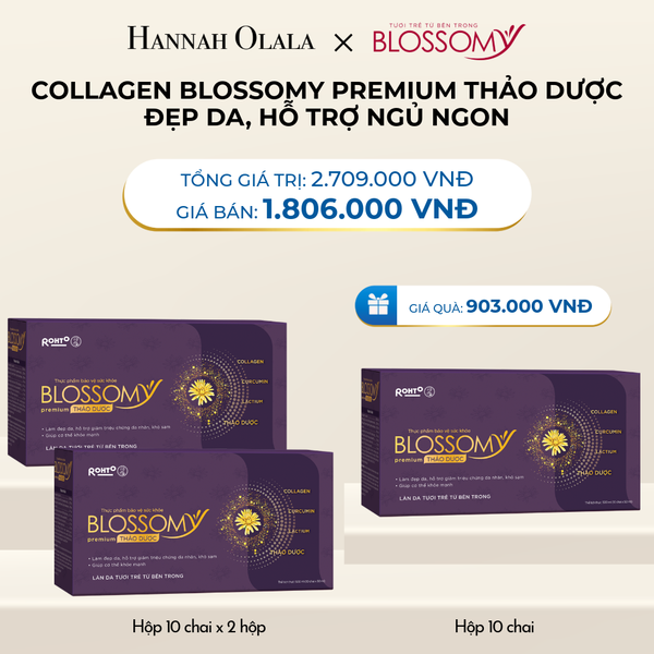  DEAL 4: MUA 2 HỘP 10 TẶNG 1 HỘP 10 THỰC PHẨM BẢO VỆ SỨC KHỎE BLOSSOMY PREMIUM THẢO DƯỢC (MÀU TÍM) (HỘP 10 CHAI X 3 HỘP) 