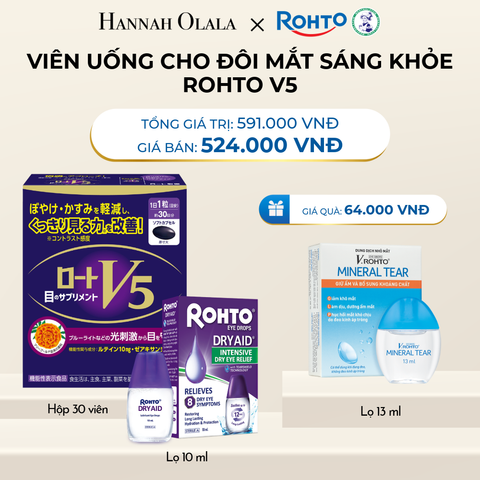  DEAL 7: MUA COMBO VIÊN UỐNG HỖ TRỢ BỔ MẮT ROHTO V5 VÀ 01 DUNG DỊCH NHỎ MẮT ROHTO DRY AID tặng 1 V.ROHTO MINERAL TEAR 