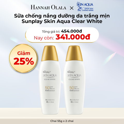  D3_DEAL 11: MUA 02 SỮA CHỐNG NẮNG DƯỠNG DA TRẮNG MỊN SUNPLAY SKIN AQUA CLEAR WHITE 55G GIẢM 25% 