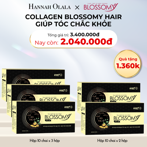  D9_DEAL 18: MUA 3 HỘP 10 THỰC PHẨM BẢO VỆ SỨC KHỎE BLOSSOMY HAIR (MÀU ĐEN) DATE 17M TẶNG 2 HỘP 10 THỰC PHẨM BẢO VỆ SỨC KHỎE BLOSSOMY HAIR (MÀU ĐEN) DATE 13M (HỘP 10 CHAI x 5 HỘP) 
