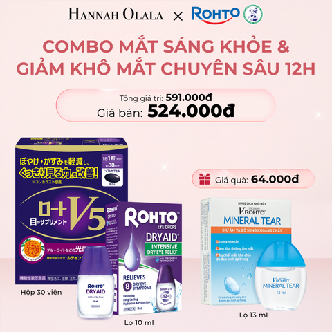  E331_DEAL 11: MUA COMBO VIÊN UỐNG BỔ MẮT ROHTO V5 VÀ 01 DUNG DỊCH NHỎ MẮT ROHTO DRY AID TẶNG 1 V.ROHTO MINERAL TEAR 