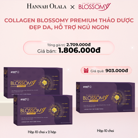  E339_DEAL 8: MUA 2 HỘP 10 TẶNG 1 HỘP 10 THỰC PHẨM BẢO VỆ SỨC KHỎE BLOSSOMY PREMIUM THẢO DƯỢC (MÀU TÍM) (HỘP 10 CHAI X 3 HỘP) 